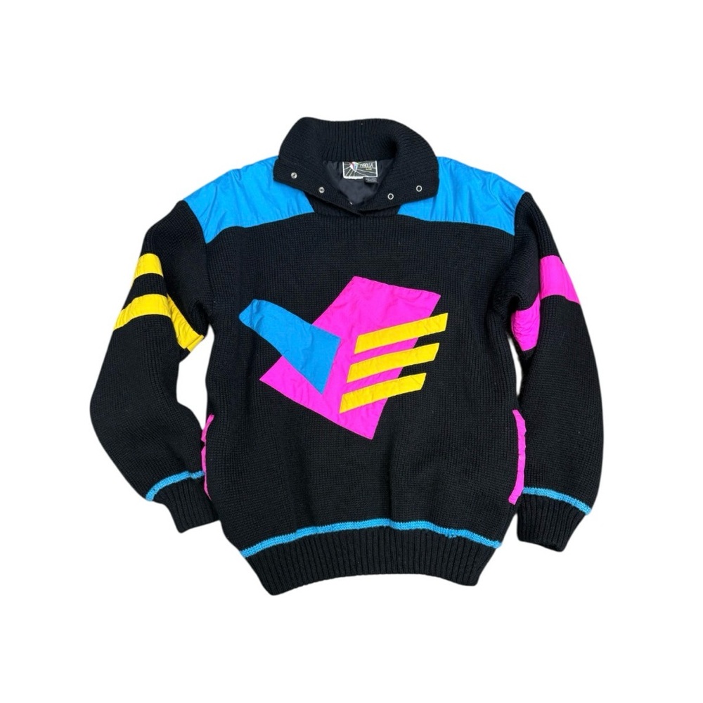 Vintage Colorblock Wool Knit Pullover Sweater